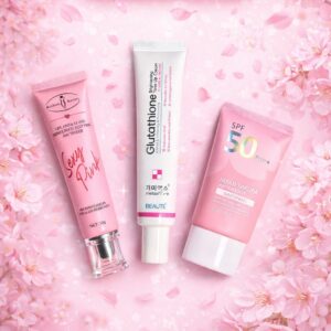 ১ পিস সাকুরা সান্সক্রিন, ১ পিস সেক্সি পিংক লিপ বাম, ১ পিস গ্লুটাথায়ন হোয়াইটেনিং ক্রিম
